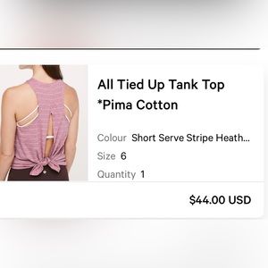 Lululemon all tied up tank top
